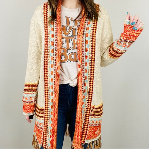 Bonfire Fringe Aztec Cardigan - Fate - Picture 3 of 7